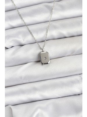 Pileli Store 316L Çelik Zincir Gümüş Renk Minimal Kutup Yıldızı Model Kadın Kolye - TJ-BKO10684