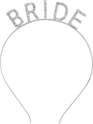 Pileli Store Gümüş Renk Bekarlığa Veda Kristal Taş Bride Tacı Ithal 16X10 cm