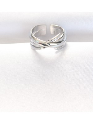 Pileli Store Kalın Silver Renk Ayarlanabilir Yüzük - TJ-BYK3102