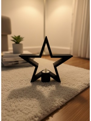 Pileli Store Yıldız Mumluk Siyah