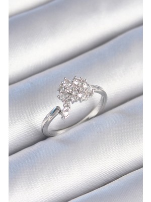 Pileli Store Pirinç Gümüş Renk Zirkon Taşlı Kadın Yüzük - TJ-BYK3443