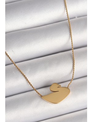 Pileli Store 316L Çelik Gold Renk Zincir Kuğu Model Kadın Kolye - TJ-BKO9873