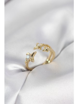 Pileli Store Minimal Kutup Yıldızı Model Gold Renk Kadın Yüzük - TJ-BYK4135