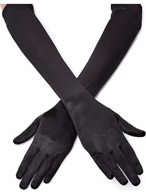 Pileli Store Siyah Uzun Gösteri Eldiveni