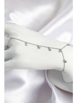 Pileli Store Pirinç Zirkon Taşlı Sallantılı Model Gümüş Renk Kadın Şahmeran - TJ-SN696