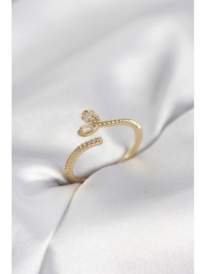 Pileli Store Gold Renk Pirinç Kuyruklu Kalp Model Kadın Yüzük - TJ-BYK4066
