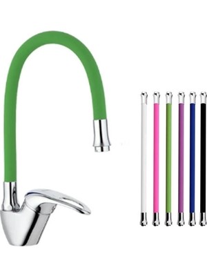 Pileli Store Mix Kuğu Mutfak Evye Bataryası Renkli Oynar Başlıklı Yeşil