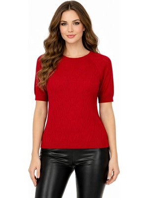 Lavella Kadın Triko Kısa Kol Bluz 12845 BGL-ST05308