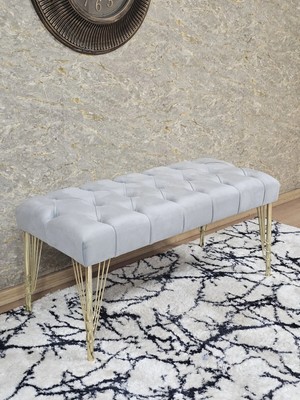 Sevinç Mobilya Gold Tel Ayaklı 90 cm Puf Bench - Puf - Bench - Kasalı Oturak - Oturak - Yatak Ucu Puf