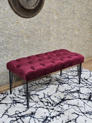 Sevinç Mobilya Siyah Boyalı Tel Ayaklı 90 cm Puf Bench - Puf - Bench - Kasalı Oturak - Oturak - Yatak Ucu Puf