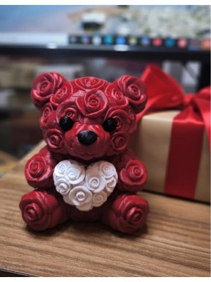 Pileli Store 10 cm 3D Kalp Tutan Ayıcık Dekoratif Sevgililer Günü Hediyesi
