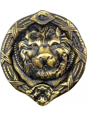 Pileli Store Eco Lounge Antika Tarz Dekoratif Pirinç Aslan Kapı Tokmağı, Taktak - 185 Mm, Antik