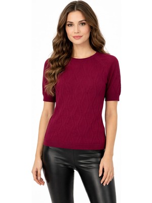 Lavella Kadın Triko Kısa Kol Bluz 12845 BGL-ST05308