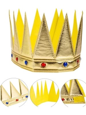 Pileli Store Kral Kraliyet Tacı Yetişkin Çocuk Uyumlu