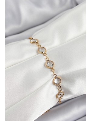 Pileli Store Pirinç Gold Renk Zirkon Taşlı Kadın Bileklik - TJ-BB7050