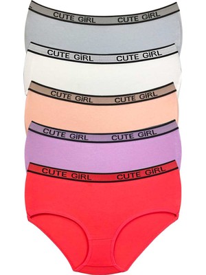 Pileli Store 5 Adet Yüksek Bel Kalın Lastikli Beli Yazılı Kadın Şort Külot