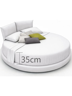 Alpateks Home %100 Pamuklu Çizgili Saten Kumaş Yuvarlak Yataklara Özel Çap Seçenekli Lastikli Çarşaf Seti