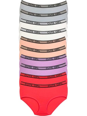 Pileli Store 10 Adet Yüksek Bel Kalın Lastikli Beli Yazılı Kadın Şort Külot