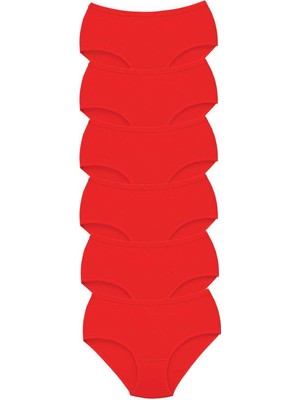 Pileli Store 6 Adet Tutku Kadın Yüksek Bel Bato Kalın Lastik Külot Kırmızı