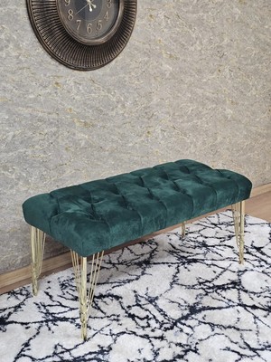 Sevinç Mobilya Gold Tel Ayaklı 90 cm Puf Bench - Puf - Bench - Kasalı Oturak - Oturak - Yatak Ucu Puf