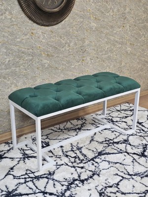 Sevinç Mobilya Beyaz Boyalı - L - Ayaklı 100 cm x 38 cm Oturak - Bench - Makyaj Taburesi - Makyaj Oturak