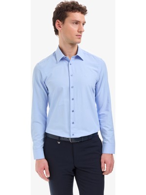 Pierre Cardin Erkek Mavi Slim Fit Uzun Kollu Basic Gömlek 50316734-VR036