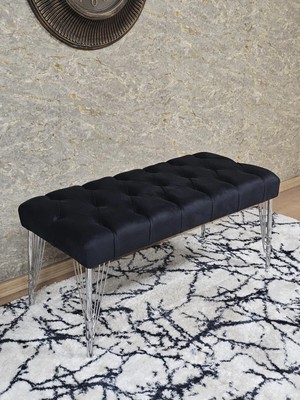 Sevinç Mobilya Krom Tel Ayaklı 90 cm Puf Bench - Puf - Bench - Kasalı Oturak - Oturak - Yatak Ucu Puf