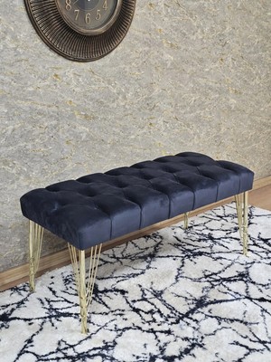 Sevinç Mobilya Gold Tel Ayaklı 90 cm Puf Bench - Puf - Bench - Kasalı Oturak - Oturak - Yatak Ucu Puf