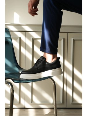 Zerenyus ZRK-X16 Premium Siyah Beyaz Günlük Erkek Klasik Casual Ayakkabı