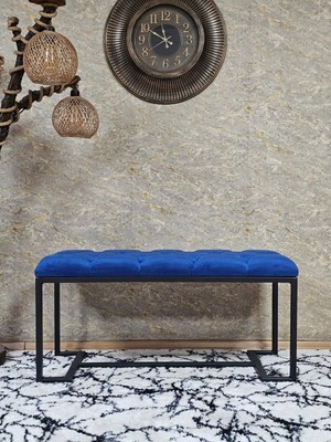 Sevinç Mobilya Siyah Boyalı - L - Ayaklı 100 cm x 38 cm Oturak - Bench - Makyaj Taburesi - Makyaj Oturak