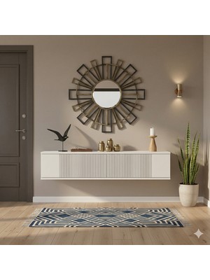 Yumedi Design DA1204B - Tarçın Dresuar , Antre Hol Rafı, Duvara Montaj Tv Sehpası 120CM Beyaz