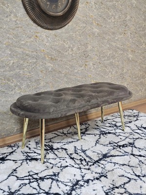 Sevinç Mobilya Ufo Oturak Bench - Gold Kaplama Sivriltme Ayak - Oturak - Bench - Puf - Yatak Ucu Pufu