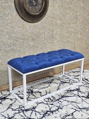 Sevinç Mobilya Beyaz Boyalı Diktörtgen 100 cm x 40 cm Oturak Puf - Bench - Makyaj Oturağı - Oturak