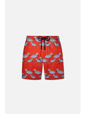Ayyıldız 2106-SS Turuncu Flamingo Desenli Erkek Çocuk Deniz Şortu