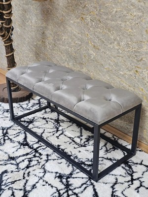 Sevinç Mobilya Siyah Boyalı Diktörtgen 100 cm x 40 cm Oturak Puf - Bench - Makyaj Oturağı - Oturak