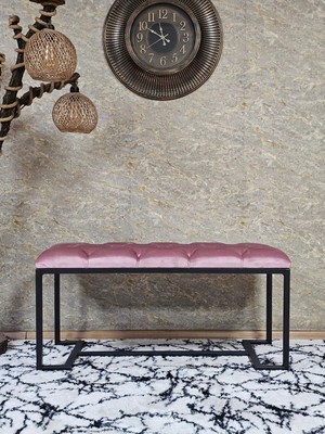 Sevinç Mobilya Siyah Boyalı - L - Ayaklı 100 cm x 38 cm Oturak - Bench - Makyaj Taburesi - Makyaj Oturak