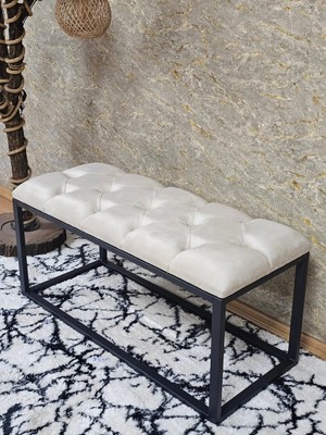 Sevinç Mobilya Siyah Boyalı Diktörtgen 100 cm x 40 cm Oturak Puf - Bench - Makyaj Oturağı - Oturak