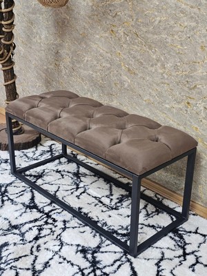 Sevinç Mobilya Siyah Boyalı Diktörtgen 100 cm x 40 cm Oturak Puf - Bench - Makyaj Oturağı - Oturak