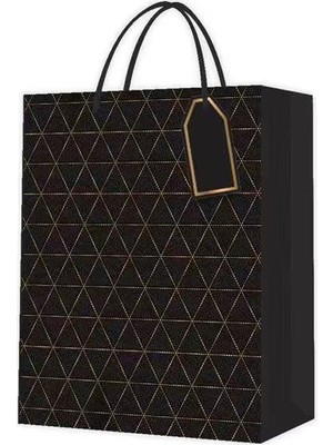 Pileli Store Desenli Siyah Küçük Karton Çanta