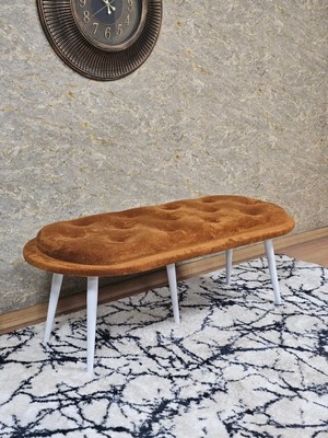 Sevinç Mobilya Ufo Oturak Bench - Beyaz Boyalı Sivriltme Ayak - Oturak - Bench - Puf - Yatak Ucu Pufu