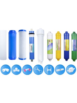 Arvepa Açık Kasa Su Arıtma Cihazı Membranlı 8'li Filtre Set ve Yenileme Kiti