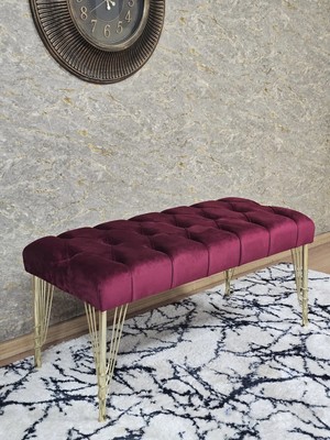 Sevinç Mobilya Gold Tel Ayaklı 90 cm Puf Bench - Puf - Bench - Kasalı Oturak - Oturak - Yatak Ucu Puf