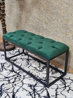 Sevinç Mobilya Siyah Boyalı Diktörtgen 100 cm x 40 cm Oturak Puf - Bench - Makyaj Oturağı - Oturak