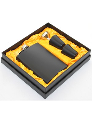 Pileli Store Paslanmaz Çelik 2 Shot Bardaklı Matara Seti Siyah Renk