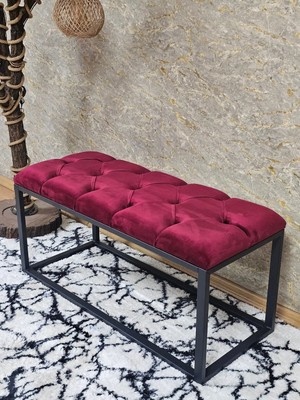 Sevinç Mobilya Siyah Boyalı Diktörtgen 100 cm x 40 cm Oturak Puf - Bench - Makyaj Oturağı - Oturak