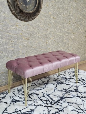 Sevinç Mobilya Gold Tel Ayaklı 90 cm Puf Bench - Puf - Bench - Kasalı Oturak - Oturak - Yatak Ucu Puf