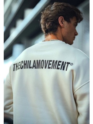 Modaurul Kışlık Bisiklet Yaka Oversize Baskılı Sweatshirt - Beyaz