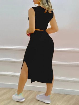 Modaurul Kadın Iki Iplik Crop Etek Ikili Takım