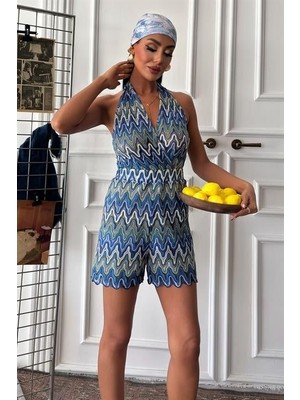 Modaurul Zikzak Desenli Multi Renk Geçişli Mini Tulum 1365