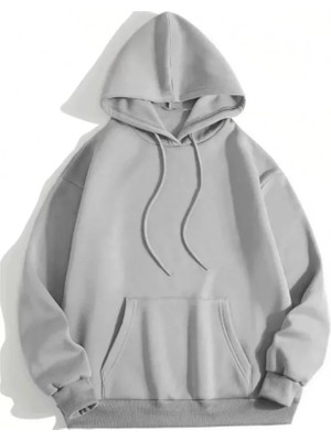 Modaurul 3 Iplik Pamuklu Unisex Kapşonlu Sweetshirt - Gri